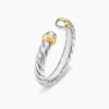 Petite Cable Ring Sterling Silver with 14K Yellow Gold - 6