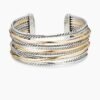 Crossover Cuff Bracelet Sterling Silver with 18K Yellow Gold, 27.5mm