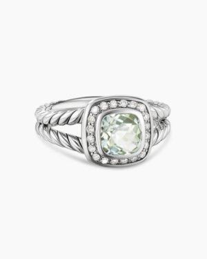 Petite Albion&reg; Ring Sterling Silver with Prasiolite and Diamonds, 7mm