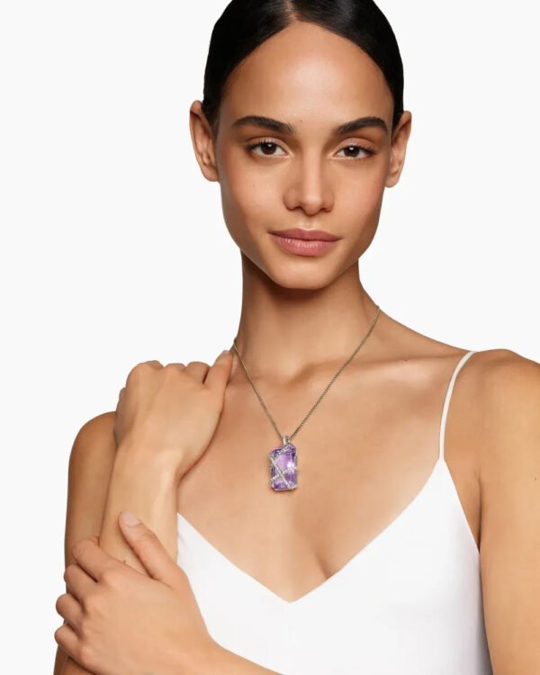 C7CBF1A1-B302-F1D4-71DC-037A2890E40D.jpg Cable Wrap Amulet Sterling Silver with Lavender Amethyst and Diamonds, 32mm