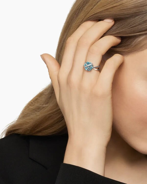 C85D7F43-4259-C0C3-6B0E-6EA7BB214CCC.jpg Cable Wrap Ring Sterling Silver with Blue Topaz and Diamonds - 6