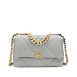Lambskin Quilted Medium Chanel 19 Flap Dark Grey