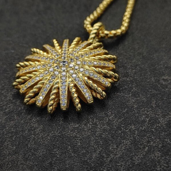 David Yurman  18K Yellow White Gold Diamond Large Starburst Pendant