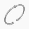 Classic Cable Station Bracelet Sterling Silver with Diamonds, 4mm
