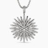 Starburst Pendant Sterling Silver with Diamonds, 32mm