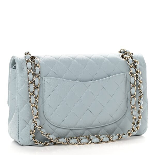 C91A568D-7491-401C-C536-E5D59F06A98A.jpg Caviar Quilted Medium Double Flap Light Blue