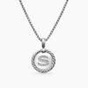 C96311A8-8C3D-4B6F-99F1-A46838BB9849.jpg Initial Charm Necklace Sterling Silver with Diamond S