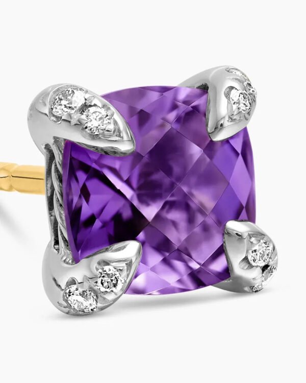 Petite Chatelaine&reg; Stud Earrings Sterling Silver with Amethyst and Diamonds