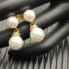 Double Pearl Pave 18K Gold Diamond Earrings