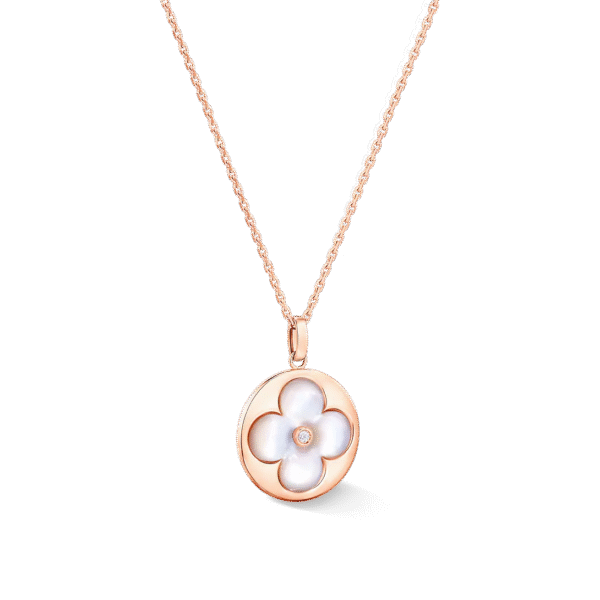 Color Blossom XL Medallion Pink Gold, White Mother-Of-Pearl and Diamond