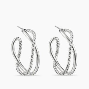 Crossover Hoop Earrings Sterling Silver, 33.7mm