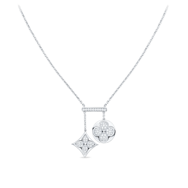 Color Blossom Neglige Necklace, White Gold And Diamonds