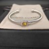 David Yurman  Sterling Silver Diamond And Citrine 4mm Noblesse Cable Bracelet