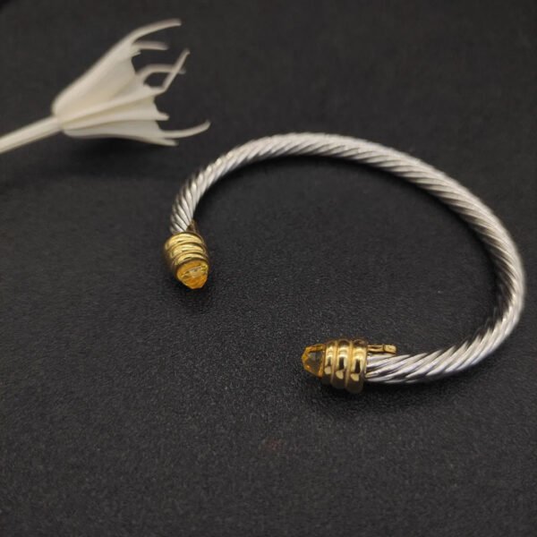 Classic Cable Bracelet Sterling Silver with Citrine and Diamonds, 5mm