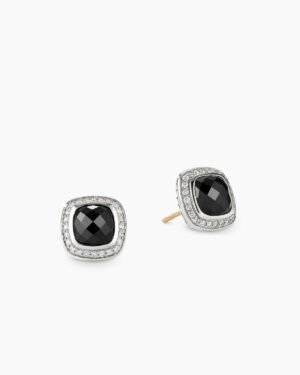 Albion&reg; Stud Earrings Sterling Silver with Black Onyx and Diamonds, 7mm