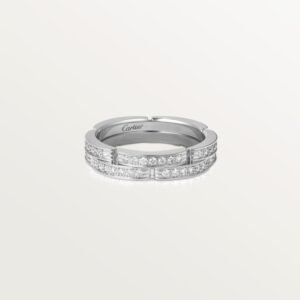 MAILLON PANTH&Egrave;RE THIN WEDDING BAND, 2 HALF DIAMOND-PAVED ROWS