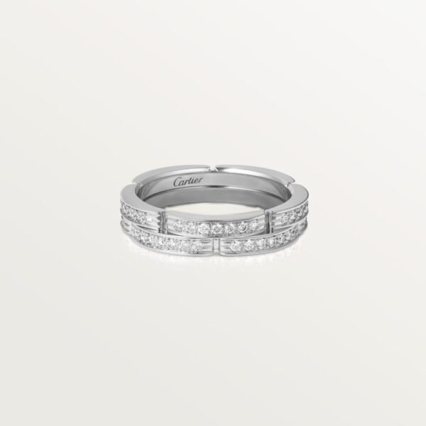 MAILLON PANTH&Egrave;RE THIN WEDDING BAND, 2 HALF DIAMOND-PAVED ROWS