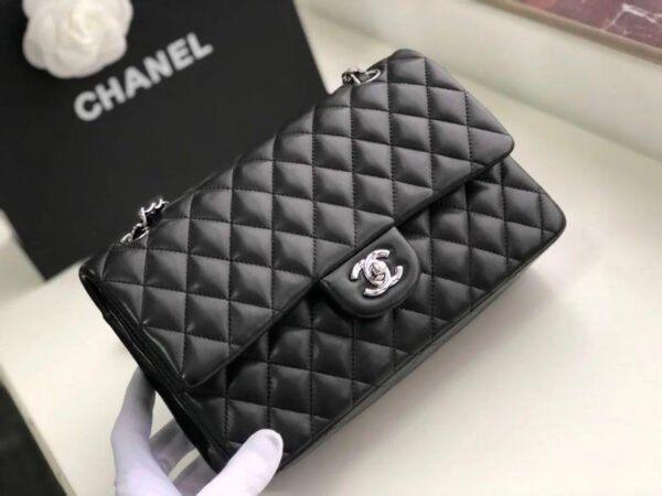 Chanel Classic HandBag Black For Women 9.9in/25.5cm A01112