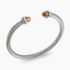 Classic Cable Bracelet Sterling Silver with 14K Yellow Gold and Citrine, 5mm