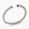 Classic Cable Bracelet Sterling Silver with Black Onyx and Diamonds, 5mm