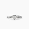 Cable Collectibles Heart Stack Ring Sterling Silver with Pave Diamonds, 6.2mm