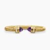 Classic Cablespira Bracelet 18K Yellow Gold with Amethyst and Diamonds, 7mm
