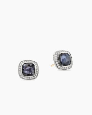 Albion&reg; Stud Earrings Sterling Silver with Black Orchid and Diamonds, 7mm