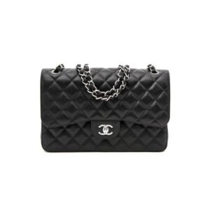Chanel Large Classic Handbag Grained Calfskin & Silver Metal A58600