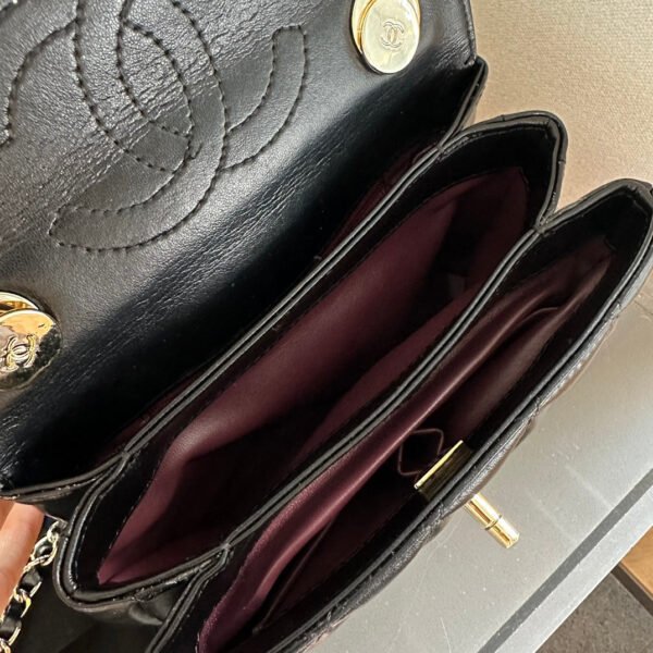 Flap Bag with Top Handle - Black