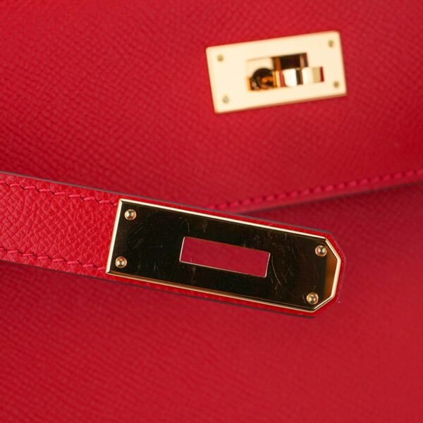 Kelly 28 Sellier Bag Rouge Casaque Epsom Leather with Gold Hardware