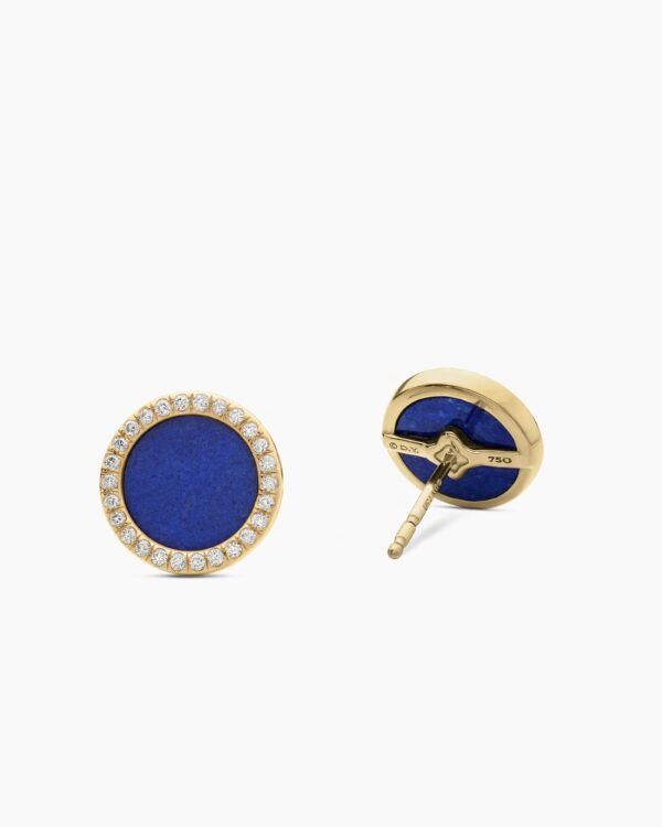 D024AF61-A470-4276-6CCC-6B31FC305221.jpg Petite DY Elements® Stud Earrings 18K Yellow Gold with Lapis and Diamonds, 14mm