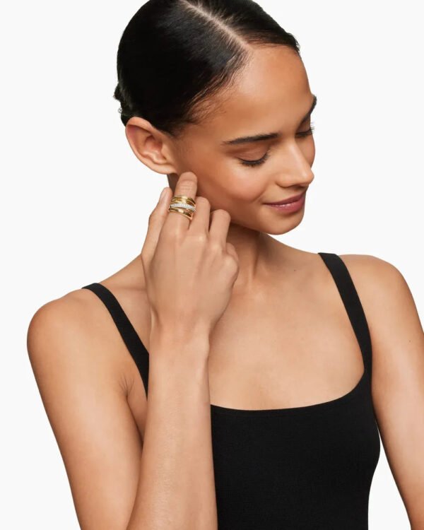 Pav&eacute; Crossover Five Row Ring 18K Yellow Gold with Diamonds - 6