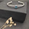 David Yurman  Sterling Silver Diamond And Blue Topaz 4mm Noblesse Cable Bracelet