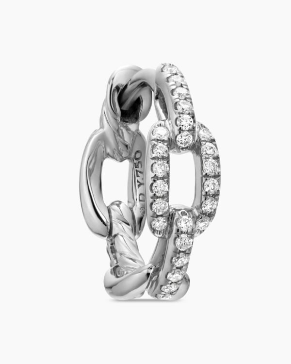 D069A7F6-AF34-5C92-A4C7-3B454A438F4D.jpg Stax Chain Link Huggie Hoop Earrings 18K White Gold with Diamonds, 24mm