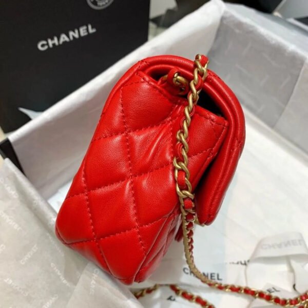Chanel Flap Bag With CC Ball On Strap Red For Women, Women&rsquo;s Handbags, Shoulder And Crossbody Bags 7.8in/20cm AS1787