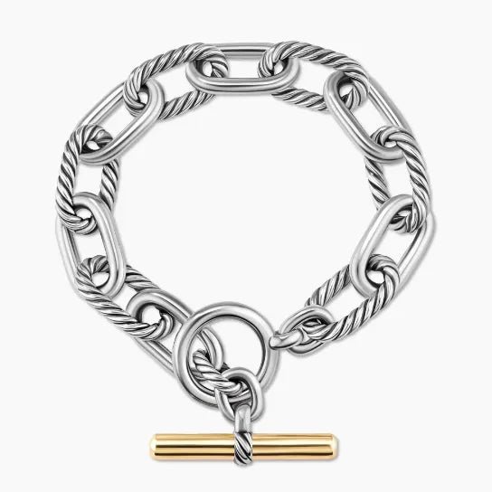 DY Madison&reg; Toggle Chain Bracelet Sterling Silver with 18K Yellow Gold