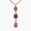 Marbella Y Pendant 18K Yellow Gold with Amethyst and Rhodolite Garnet, 57.8mm