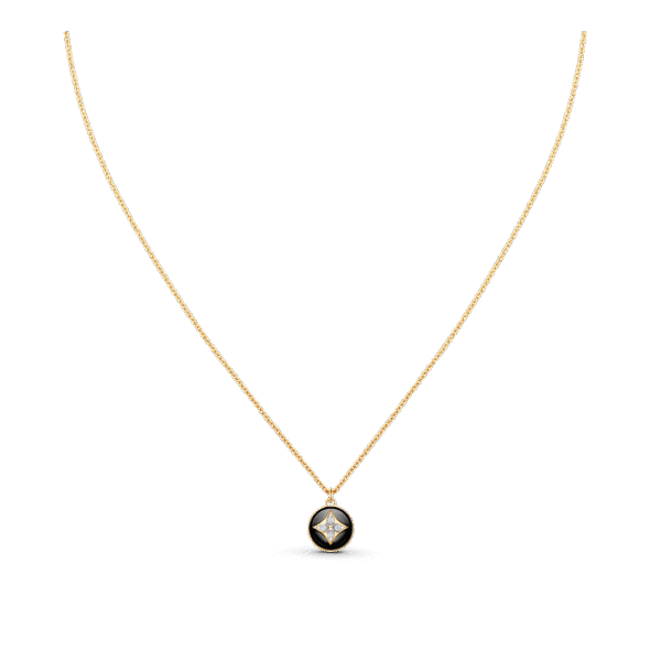 B Blossom Pendant, Yellow Gold, White Gold, Onyx And Diamonds
