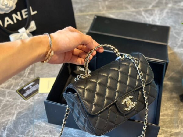 Mini Flap Bag with Top Handle - black