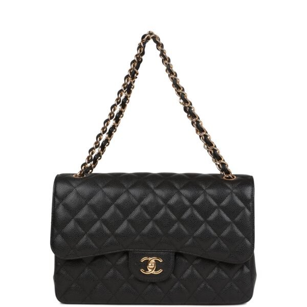 Jumbo Classic Double Flap Bag Black Caviar Gold Hardware