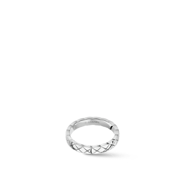 COCO CRUSH RING Quilted motif, mini version, 18K white gold - 6