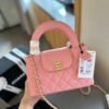 D296AE9E-7AD1-0BBD-AC56-41FDF5D32047.jpg Shiny Aged Calfskin Coral Mini Kelly Shopping Bag - Black