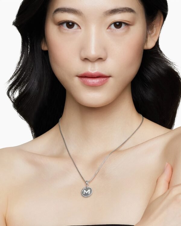 D2A8F486-8074-4A38-63A3-1D84810DB289.jpg Initial Charm Necklace Sterling Silver with Diamond M