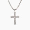 D2ABEB42-A38C-F17F-7FD8-226C38D47F33.jpg Classic Cable Cross Necklace Sterling Silver with Center Diamond, 24.3mm