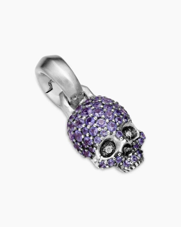 D2FAF45E-33E9-F70D-8A6F-9B5EA2DAB6D8.jpg Skull Amulet Full Pavé Purple Sapphires and 18K White Gold, 14mm