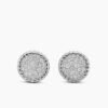 DY Elements&reg; Button Stud Earrings Sterling Silver with Diamonds,8.6mm