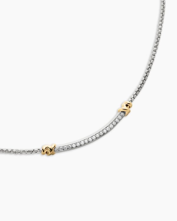 Petite Helena Wrap Station Necklace Sterling Silver with 18K Yellow Gold and Diamonds, 29mm