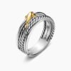 D3558B3A-264C-D97A-284D-4F61E252A1EE.jpg X Crossover Band Ring Sterling Silver with 18K Yellow Gold - 6