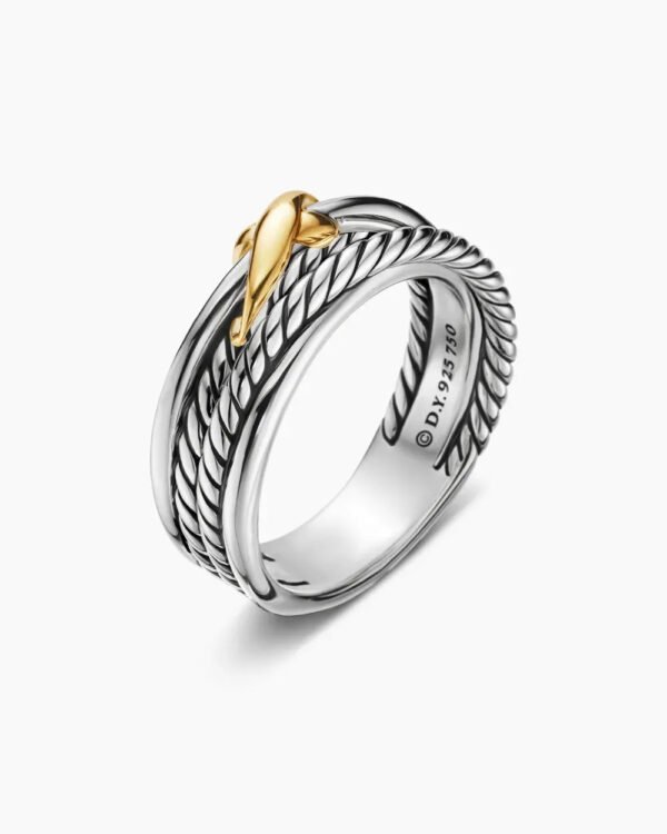 D3558B3A-264C-D97A-284D-4F61E252A1EE.jpg X Crossover Band Ring Sterling Silver with 18K Yellow Gold - 6
