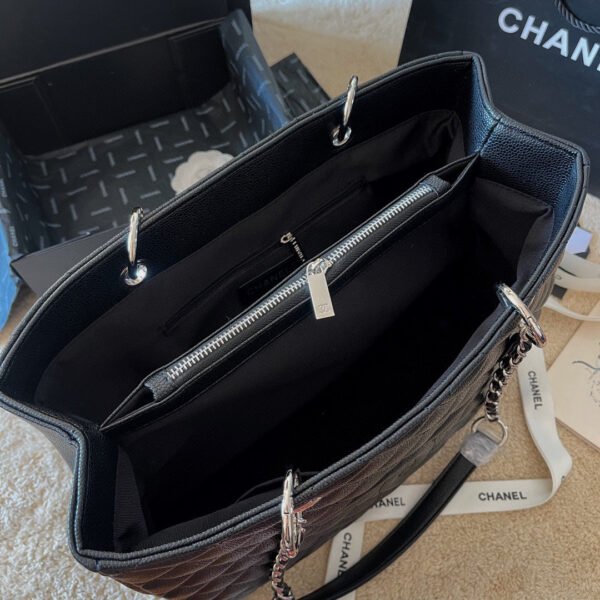 Chanel Grand Shopping Tote Black Caviar Silver Hardware